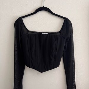 Princess Polly black beverly long sleeve top - size US 2 - never worn